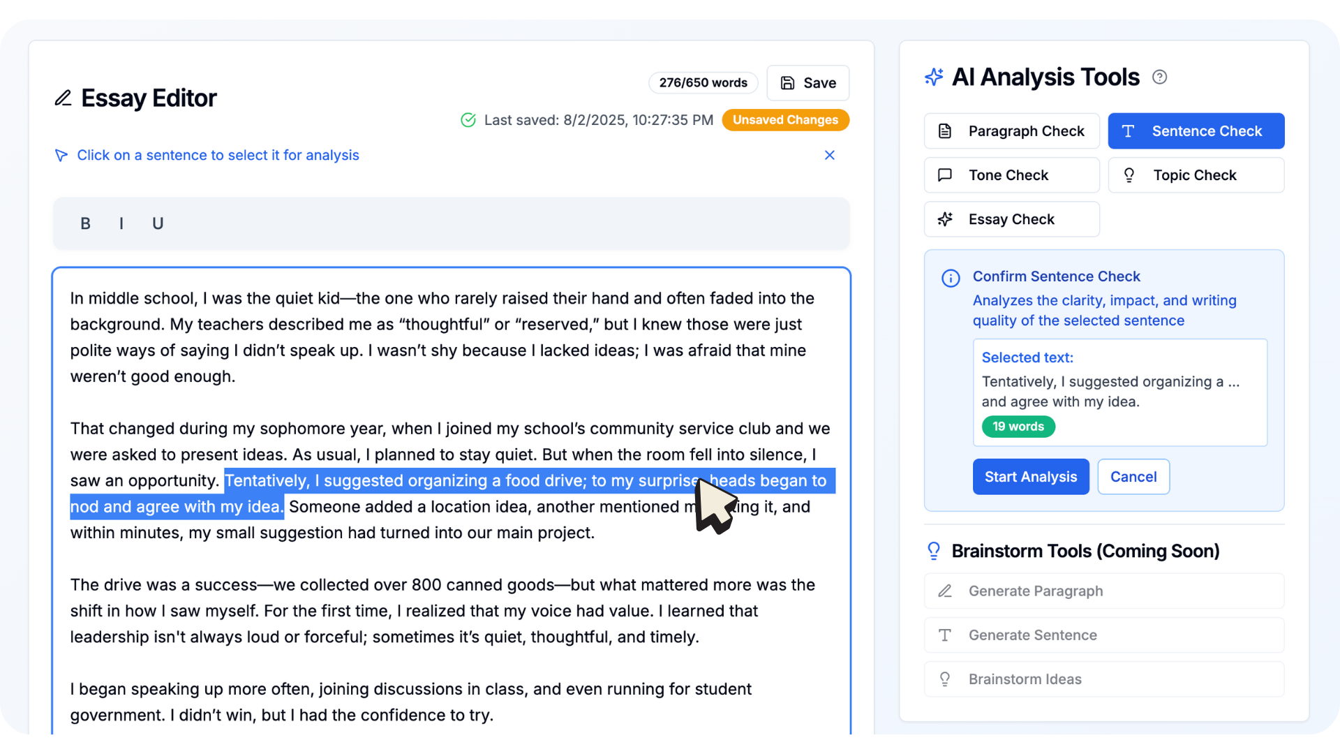 Essay Demo - AI-powered personal statement enhancement